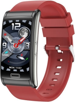 E600 1.47 Inch Color Screen Smart Watch Silicone Strap Support Heart Rate Monitoring Blood Pressure Monitoring Red view 1