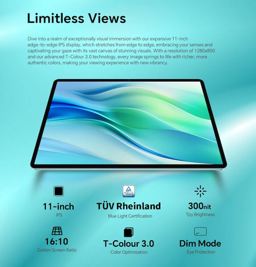 Teclast P50 4G 11" Tablet (6GB/128GB) Blue view 8