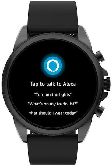 Fossil Gen 6 Stainless Steel 44mm Smartwatch with Heart Rate Monitor (Black Silicone) view 5