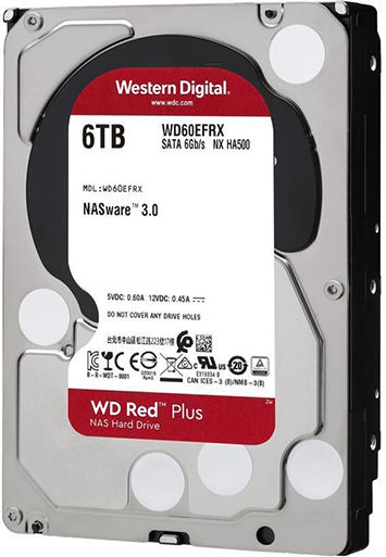 Western Digital Red Plus 6TB HDD Hard Drive 3.5" SATA III 5400rpm with 256MB Cache for NAS WD60EFPX view 3
