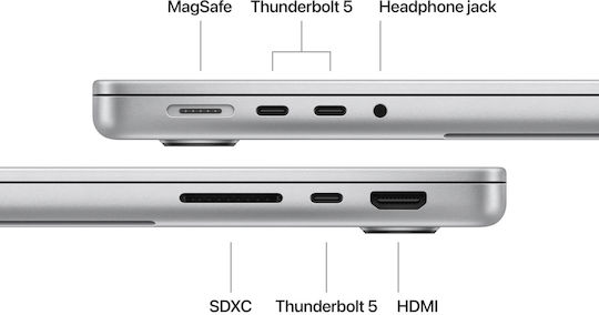 Apple MacBook Pro 14" (2024) 14.2" Retina Display 120Hz (M4-Pro 12-core/24GB/512GB SSD) Silver (GR Keyboard) Ansicht 7