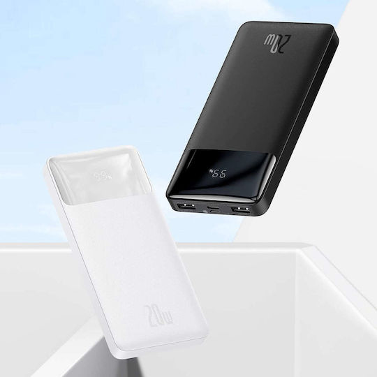 Baseus Bipow Overseas Edition Power Bank 10000mAh 20W with 2 USB-A Ports and USB-C Port White view 3