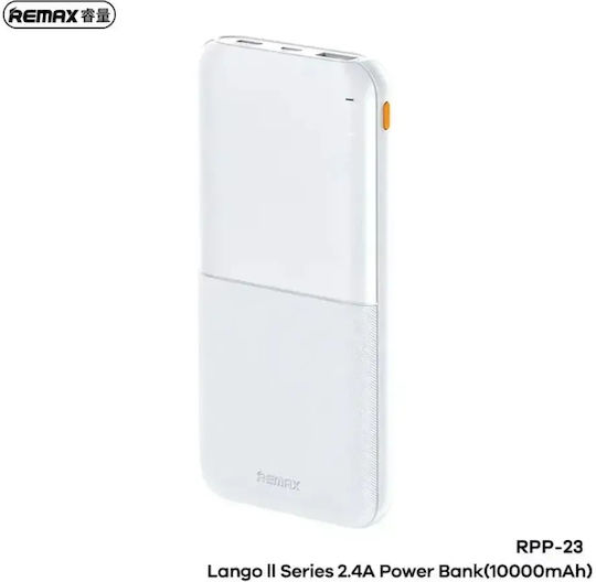Remax RPP-23 Lango II Power Bank 10000mAh with USB-A Port and USB-C Port White vista 2