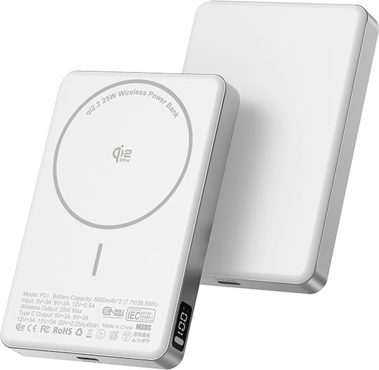 Voltres MagSafe Power Bank 10000mAh 25W with USB-C Power Delivery Port White