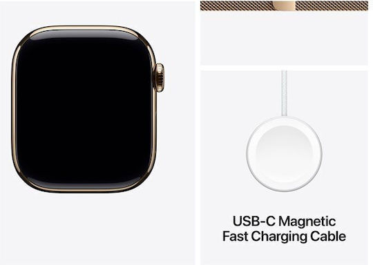 Apple Watch Series 10 Cellular Titanium 46mm Waterproof with eSIM and Heart Rate Monitor (Gold Titanium - Milanese Loop Gold, M/L) view 4