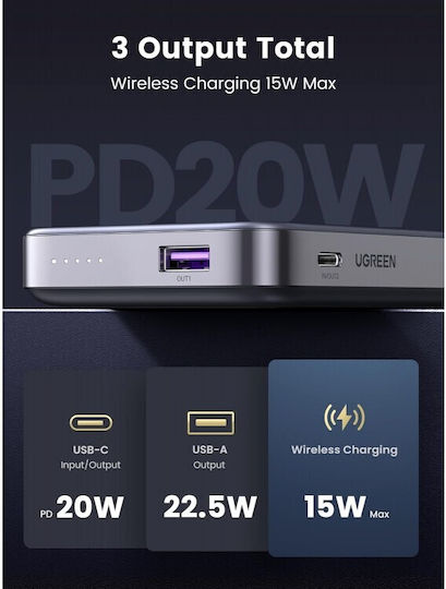 Ugreen PB206 Power Bank 10000mAh 20W with USB-C Port Gray vista 8