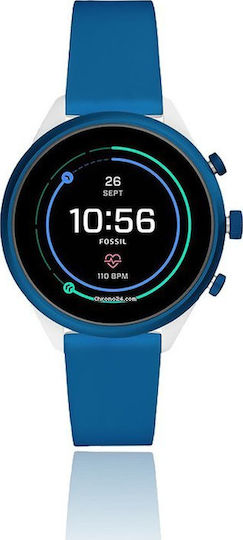 Fossil Sport Stainless Steel 41mm Smartwatch with Heart Rate Monitor (Blue) view 1