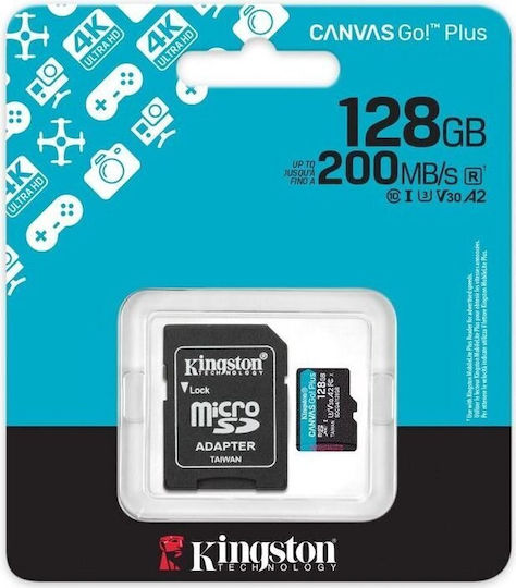 Kingston Canvas Go Plus microSDXC 128GB U3 V30 A2 UHS-I 200MB/s with Adapter view 3