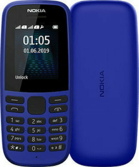 Nokia 105 (2019) Dual SIM Mobile with Buttons (English Menu) Blue view 5