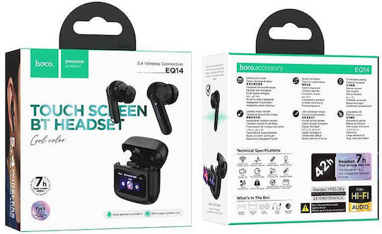 Hoco EQ14 Cool Color In-ear Bluetooth Handsfree Earphones with Charging Case Black view 5