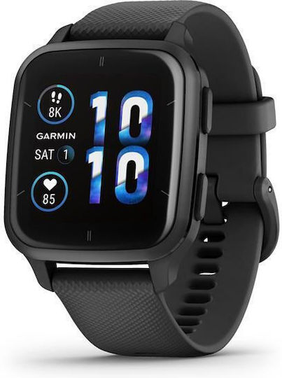 Garmin Venu Sq 2 Music Edition Aluminium 40mm Waterproof Smartwatch with Heart Rate Monitor (Slate Aluminium Bezel with Black Case and Silicone Band) view 2