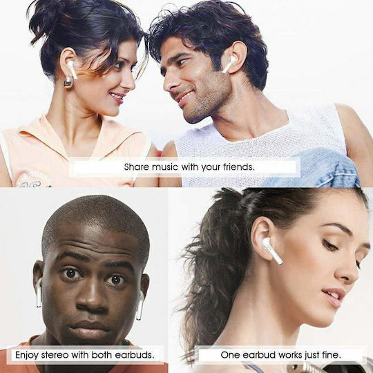 15 Earbud Bluetooth Handsfree Earphones with Charging Case White view 2