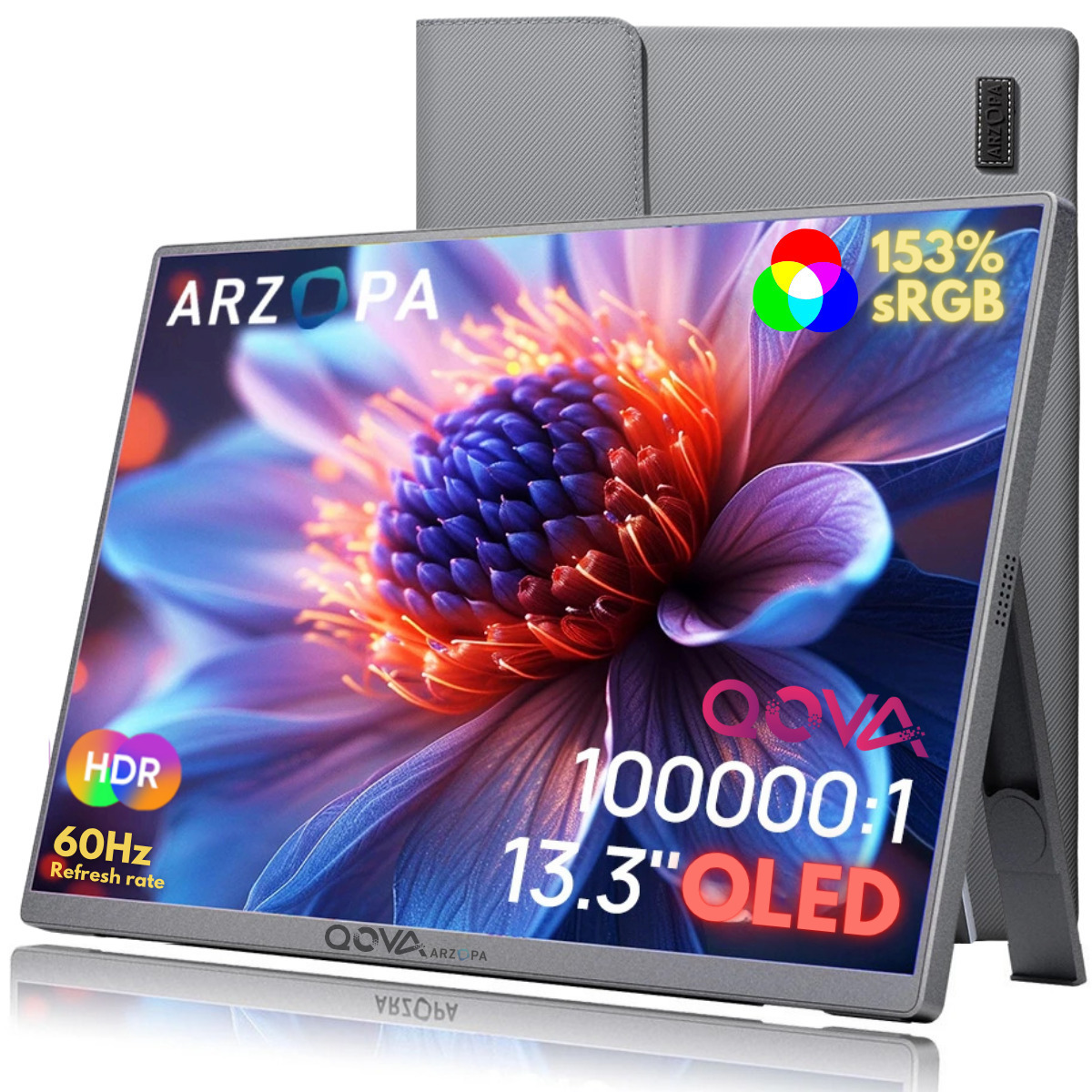 Qova Arzopa Z1FC OLED HDR Portable Monitor 13.3" FHD 1920x1080 with 1ms Response Time GTG