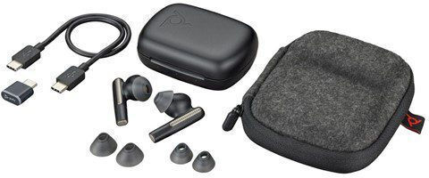 HP Poly Voyager Free 60 UC M Carbon Black Earbuds +BT700 USB-C Adapter +Basic Charge Case Bluetooth Handsfree Earphones with Charging Case Black view 4