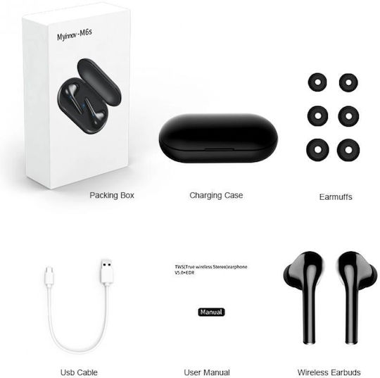BTS3 Earbud Bluetooth Handsfree Earphones with Charging Case Black view 4