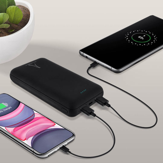 Akashi ALTPB20COMPBL Power Bank 20000mAh 18W with 2 USB-A Ports and USB-C Port Black view 2