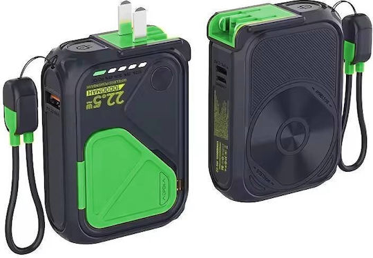 Nine G35 22.5w Wireless Fast Charging MagSafe Power Bank 2x Type-c Lightning Ports 10000mah Green Black view 1