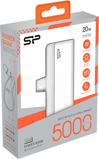 Silicon Power QD50 Power Bank 5000mAh 20W Power Delivery White view 2