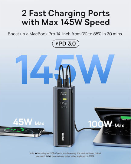 Baseus EnerGeek GP12 Power Bank 20800mAh 145W with 2 USB-A Ports and 2 USB-C Ports Gray view 5