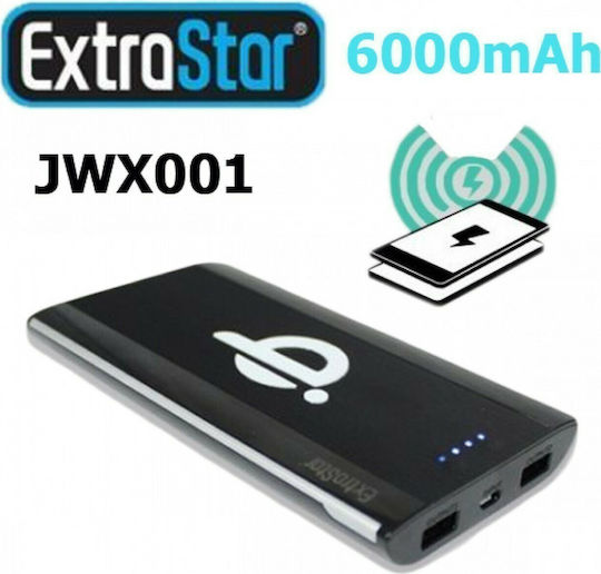 Extrastar JWX001 Power Bank 6000mAh with 2 USB-A Ports Black vue 2