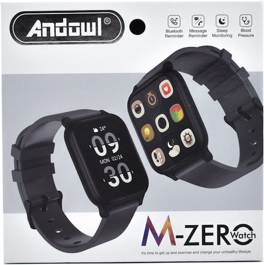 Andowl M-Zero Aluminium Smartwatch with Heart Rate Monitor (Black) view 3