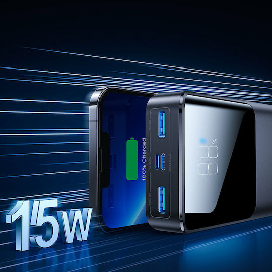 Joyroom JR-T014 Power Bank 20000mAh 15W with 2 USB-A Ports and USB-C Port Power Delivery / Quick Charge 3.0 Black view 2