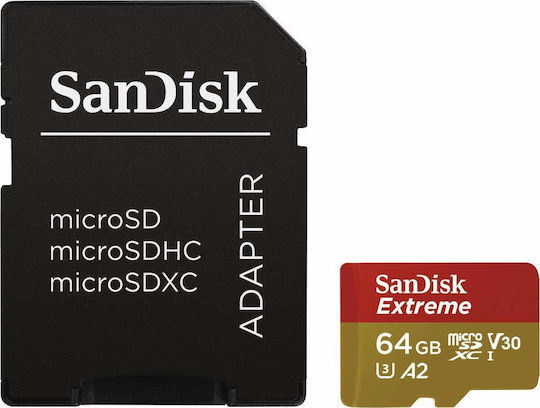 Sandisk Extreme microSDXC 64GB U3 V30 A2 UHS-I 160MB/s with Adapter view 2