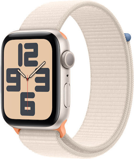 Apple Watch SE 2023 Aluminium 40mm Waterproof with Heart Rate Monitor (Starlight with Starlight Sport Loop) view 3