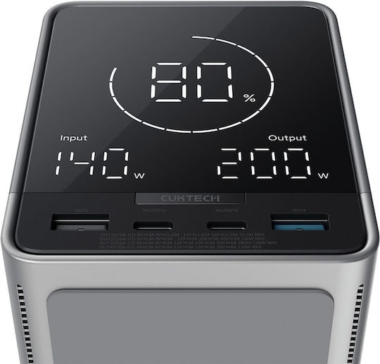 Cuktech P01CT Power Bank 40000mAh 300W with 2 USB-A Ports and 2 USB-C Ports Black view 2