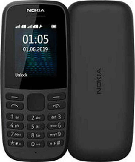Nokia 105 (2019) Dual SIM Mobile with Buttons (Greek Menu) Black view 4
