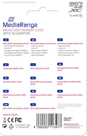 MediaRange microSDXC 64GB Class 10 A1 High Speed 60MB/s with Adapter view 5