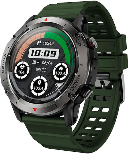 NX9 50mm Smartwatch with Heart Rate Monitor (Black / Khaki) view 1