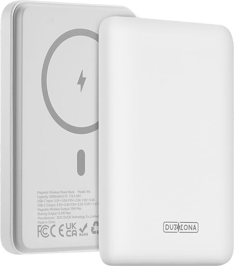 Duzzona W4 MagSafe Power Bank 5000mAh 20W White view 1