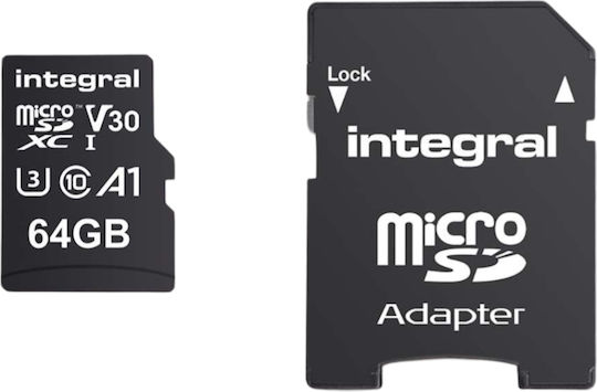 Integral Microsdhc Xc V30 Uhs-i U3 High-speed Memory Card 64gb Black