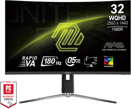MSI MAG 32CQ6PF VA HDR Curved Gaming Monitor 31.5" QHD 2560x1440 180Hz with Response Time 0.5ms GTG