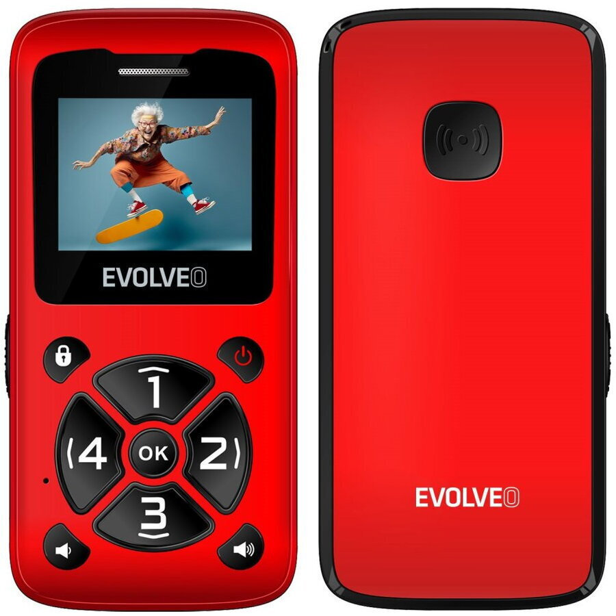 Evolveo EasyPhone ID Single SIM Mobile with Large Buttons Red view 1