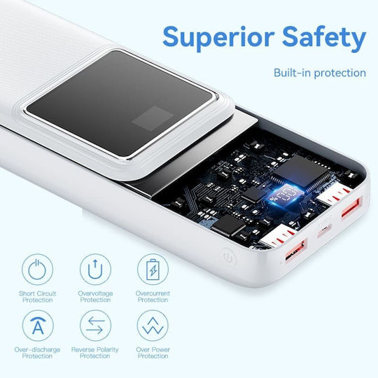 Vention FHLW0 Power Bank 20000mAh 22.5W with 2 USB-A Ports and USB-C Port White view 8