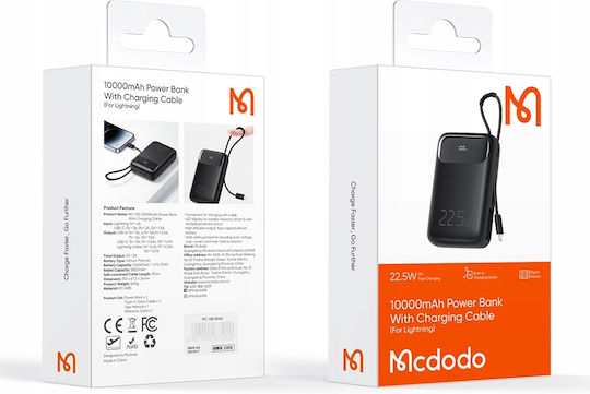 Mcdodo MC-3253 Power Bank 10000mAh 22.5W with USB-A Port and USB-C Port Black view 3