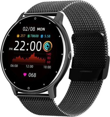 Zl02d 1.28 Inch Ip67 Waterproof Steel Band Smart Watch Support Heart Rate Monitoring Black view 1