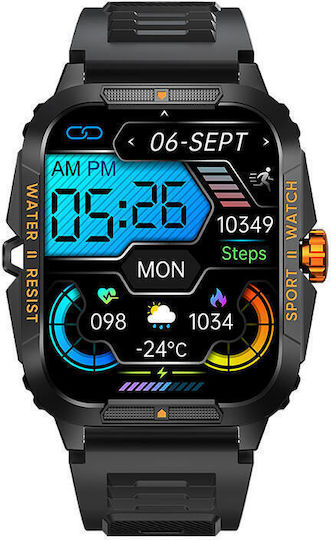 Colmi P76 Smartwatch with Heart Rate Monitor (Black & Orange) view 2