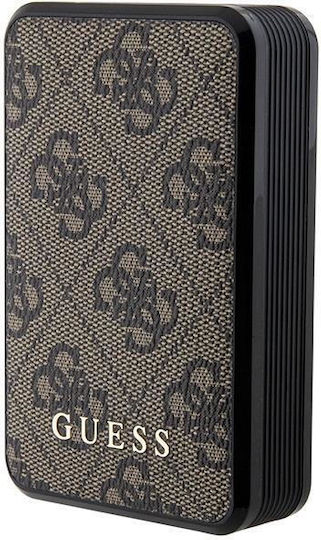 Guess Metal Logo Power Bank 10000mAh 18W with USB-A Port and USB-C Port Brown vue 2