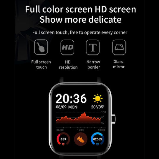 H10 Smartwatch with Heart Rate Monitor (Black) vista 6