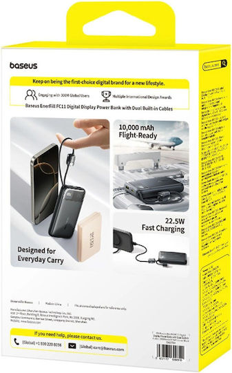 Baseus EnerFill FC11 Power Bank 10000mAh 22.5W with USB-A Port and USB-C Port Beige vue 5