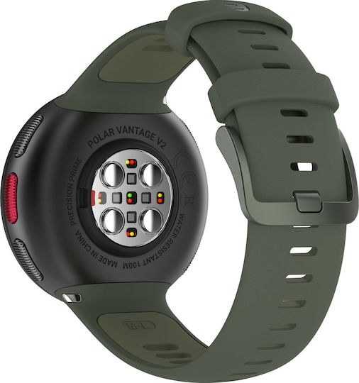 Polar Vantage V2 Aluminium 47mm Waterproof Smartwatch with Heart Rate Monitor (Black with Green Strap) vista 5
