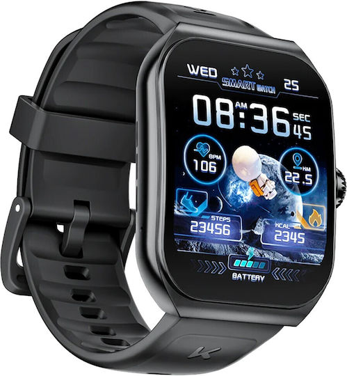 Kumi KU7 Smartwatch with Heart Rate Monitor (Black) view 2
