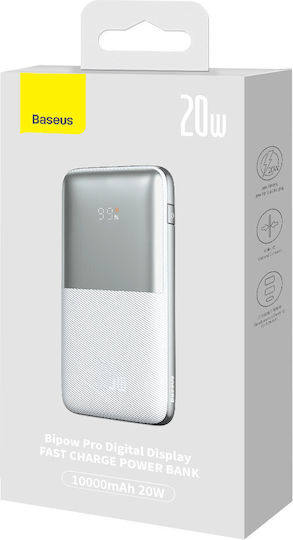 Baseus Bipow Pro Power Bank 10000mAh 20W with 2 USB-A Ports and USB-C Port White view 3