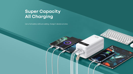 Remax RPP-266 Power Bank 80000mAh 22.5W with 4 USB-A Ports and USB-C Port Power Delivery / Quick Charge 3.0 White vista 3