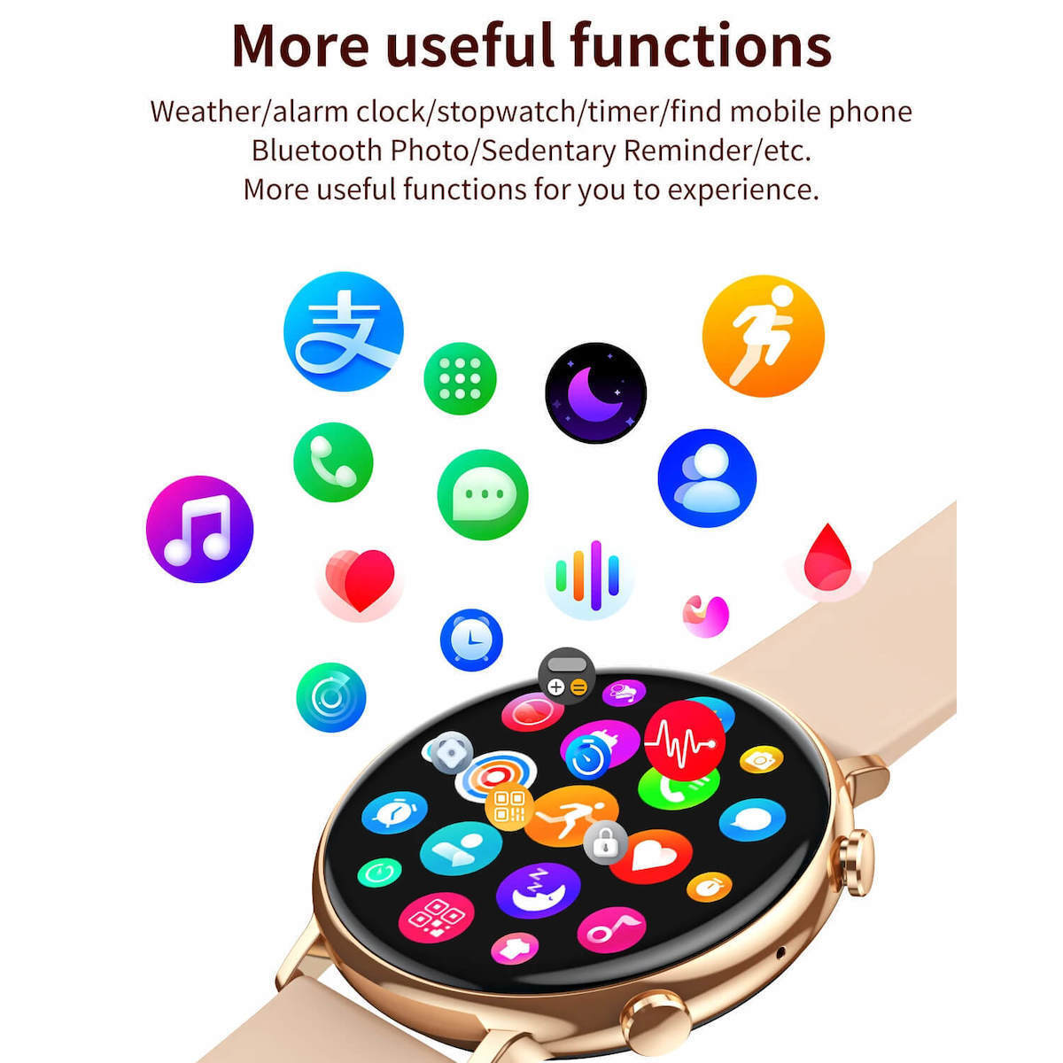 Microwear CY700 Smartwatch with Heart Rate Monitor (Pink Silicone) view 4
