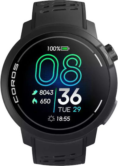 Coros Pace Pro GPS 46mm Smartwatch with Heart Rate Monitor (Black) vue 2