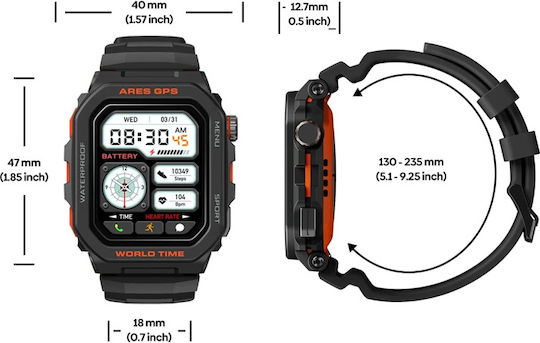 Zeblaze Ares GPS 47mm Smartwatch with Heart Rate Monitor (Black) view 8